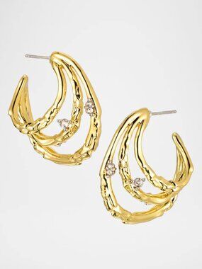 Alexis Bittar Brut Gold Crystal Thorn Orbit Hoop Earrings